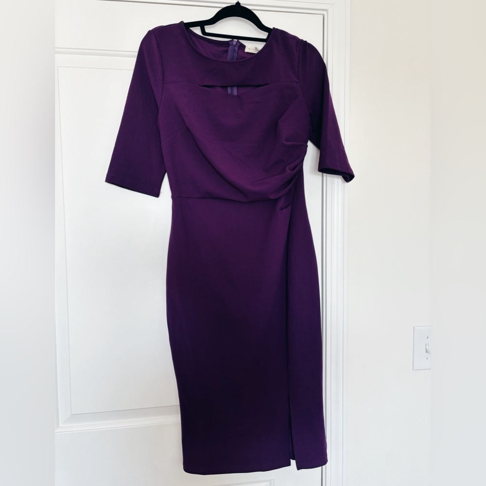 Purple dress, high neck with cutout, size medium